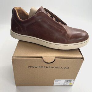 Born Banks Leather Slip On Shoes Mens 10.5M  Brown Casual Loafers Sneakers NEW